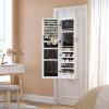 imageSONGMICS 6 LEDs Mirror Jewelry Cabinet 472Inch Tall Lockable Wall or Door Mounted Jewelry Armoire Organizer with Mirror 2 Drawers Gift for Mom 39 x 146 x 472 Inches White UJJC93WWhite