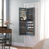 imageSONGMICS 6 LEDs Mirror Jewelry Cabinet 472Inch Tall Lockable Wall or Door Mounted Jewelry Armoire Organizer with Mirror 2 Drawers Gift for Mom 39 x 146 x 472 Inches White UJJC93WRustic Blue