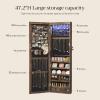 imageSONGMICS 6 LEDs Mirror Jewelry Cabinet 472Inch Tall Lockable Wall or Door Mounted Jewelry Armoire Organizer with Mirror 2 Drawers Gift for Mom 39 x 146 x 472 Inches White UJJC93WRustic Brown