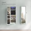 imageSONGMICS 6 LEDs Mirror Jewelry Cabinet 472Inch Tall Lockable Wall or Door Mounted Jewelry Armoire Organizer with Mirror 2 Drawers Gift for Mom 39 x 146 x 472 Inches White UJJC93WRustic Green