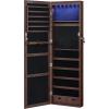 imageSONGMICS 6 LEDs Mirror Jewelry Cabinet 472Inch Tall Lockable Wall or Door Mounted Jewelry Armoire Organizer with Mirror 2 Drawers Gift for Mom 39 x 146 x 472 Inches White UJJC93WBrown
