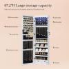 imageSONGMICS 6 LEDs Mirror Jewelry Cabinet 472Inch Tall Lockable Wall or Door Mounted Jewelry Armoire Organizer with Mirror 2 Drawers Gift for Mom 39 x 146 x 472 Inches White UJJC93WWhite