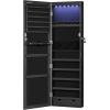 imageSONGMICS 6 LEDs Mirror Jewelry Cabinet 472Inch Tall Lockable Wall or Door Mounted Jewelry Armoire Organizer with Mirror 2 Drawers Gift for Mom 39 x 146 x 472 Inches White UJJC93WBlack