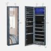 imageSONGMICS 6 LEDs Mirror Jewelry Cabinet 472Inch Tall Lockable Wall or Door Mounted Jewelry Armoire Organizer with Mirror 2 Drawers Gift for Mom 39 x 146 x 472 Inches White UJJC93WRustic Blue