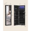 imageSONGMICS 6 LEDs Mirror Jewelry Cabinet 472Inch Tall Lockable Wall or Door Mounted Jewelry Armoire Organizer with Mirror 2 Drawers Gift for Mom 39 x 146 x 472 Inches White UJJC93WBlack