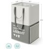 imageSONGMICS Laundry Baskets Laundry Hamper with 2 Compartments 238 Gallon 90L Set of 2 Collapsible WaterRepellent Clothes Hampers Tall Laundry Bag for Bedroom Bathroom Light Gray ULCB209G12Dark Gray