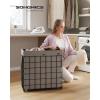 imageSONGMICS Laundry Hamper 238 Gal 90L Laundry Basket Collapsible Clothes Hamper Black and White ULCB190W01Black  Camel Brown