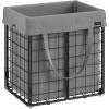 imageSONGMICS Laundry Hamper 238 Gal 90L Laundry Basket Collapsible Clothes Hamper Black and White ULCB190W01Black  Gray