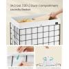imageSONGMICS Laundry Hamper 238 Gal 90L Laundry Basket Collapsible Clothes Hamper Black and White ULCB190W01Cream White
