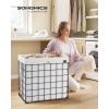 imageSONGMICS Laundry Hamper 238 Gal 90L Laundry Basket Collapsible Clothes Hamper Black and White ULCB190W01Cream White