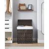imageSONGMICS Laundry Hamper with Lid 110L Clothes Hamper with 2 Removable Liner Bags 6 Mesh Bags Wicker Laundry Basket Double Laundry Hamper for Laundry Room 13 x 224 x 236 Inches Black ULCB52BKBrown