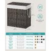imageSONGMICS Laundry Hamper with Lid 110L Clothes Hamper with 2 Removable Liner Bags 6 Mesh Bags Wicker Laundry Basket Double Laundry Hamper for Laundry Room 13 x 224 x 236 Inches Black ULCB52BKBrown