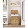 imageSONGMICS Laundry Hamper with Lid 110L Clothes Hamper with 2 Removable Liner Bags 6 Mesh Bags Wicker Laundry Basket Double Laundry Hamper for Laundry Room 13 x 224 x 236 Inches Black ULCB52BKNatural