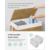 imageSONGMICS Laundry Hamper with Lid 110L Clothes Hamper with 2 Removable Liner Bags 6 Mesh Bags Wicker Laundry Basket Double Laundry Hamper for Laundry Room 13 x 224 x 236 Inches Black ULCB52BKNatural