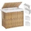 imageSONGMICS Laundry Hamper with Lid 110L Clothes Hamper with 2 Removable Liner Bags 6 Mesh Bags Wicker Laundry Basket Double Laundry Hamper for Laundry Room 13 x 224 x 236 Inches Black ULCB52BKNatural