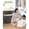 imageSONGMICS Laundry Hamper with Lid 110L Clothes Hamper with 2 Removable Liner Bags 6 Mesh Bags Wicker Laundry Basket Double Laundry Hamper for Laundry Room 13 x 224 x 236 Inches Black ULCB52BKBrown