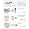 imageSONGMICS Laundry Hamper with Lid 110L Clothes Hamper with 2 Removable Liner Bags 6 Mesh Bags Wicker Laundry Basket Double Laundry Hamper for Laundry Room 13 x 224 x 236 Inches Black ULCB52BKNatural