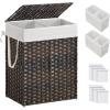 imageSONGMICS Laundry Hamper with Lid 110L Clothes Hamper with 2 Removable Liner Bags 6 Mesh Bags Wicker Laundry Basket Double Laundry Hamper for Laundry Room 13 x 224 x 236 Inches Black ULCB52BKBrown