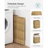 imageSONGMICS Laundry Hamper with Lid 110L Clothes Hamper with 2 Removable Liner Bags 6 Mesh Bags Wicker Laundry Basket Double Laundry Hamper for Laundry Room 13 x 224 x 236 Inches Black ULCB52BKNatural