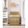 imageSONGMICS Laundry Hamper with Lid 110L Clothes Hamper with 2 Removable Liner Bags 6 Mesh Bags Wicker Laundry Basket Double Laundry Hamper for Laundry Room 13 x 224 x 236 Inches Black ULCB52BKNatural