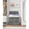 imageSONGMICS Laundry Hamper with Lid 110L Clothes Hamper with 2 Removable Liner Bags 6 Mesh Bags Wicker Laundry Basket Double Laundry Hamper for Laundry Room 13 x 224 x 236 Inches Black ULCB52BKGray