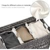 imageSONGMICS Laundry Hamper with Lid 140L Synthetic Rattan Laundry Basket with Wheels Clothes Hamper with 3 Removable Liner Bags 3Section Hampers with Handles Laundry Room Natural ULCB083N01Gray