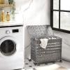imageSONGMICS Laundry Hamper with Lid 140L Synthetic Rattan Laundry Basket with Wheels Clothes Hamper with 3 Removable Liner Bags 3Section Hampers with Handles Laundry Room Natural ULCB083N01Gray