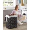 imageSONGMICS Laundry Hamper with Lid 238 Gallon 90 L Synthetic Rattan Clothes Laundry Basket with Lid and Handles Foldable Removable Liner Black ULCB51BKBlack