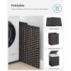 imageSONGMICS Laundry Hamper with Lid 238 Gallon 90 L Synthetic Rattan Clothes Laundry Basket with Lid and Handles Foldable Removable Liner Black ULCB51BKBlack