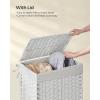 imageSONGMICS Laundry Hamper with Lid 238 Gallon 90 L Synthetic Rattan Clothes Laundry Basket with Lid and Handles Foldable Removable Liner Black ULCB51BKCloud White