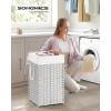 imageSONGMICS Laundry Hamper with Lid 238 Gallon 90 L Synthetic Rattan Clothes Laundry Basket with Lid and Handles Foldable Removable Liner Black ULCB51BKCloud White