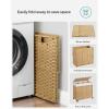 imageSONGMICS Laundry Hamper with Lid 423 Gallons 160 L Rolling Laundry Basket with Wheels 3Section Synthetic Rattan Removable Liner Bedroom 276 x 142 x 26 Inches Gray ULCB365G01Natural