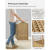 imageSONGMICS Laundry Hamper with Lid 423 Gallons 160 L Rolling Laundry Basket with Wheels 3Section Synthetic Rattan Removable Liner Bedroom 276 x 142 x 26 Inches Gray ULCB365G01Natural