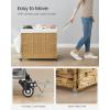 imageSONGMICS Laundry Hamper with Lid 423 Gallons 160 L Rolling Laundry Basket with Wheels 3Section Synthetic Rattan Removable Liner Bedroom 276 x 142 x 26 Inches Gray ULCB365G01Natural