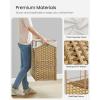 imageSONGMICS Laundry Hamper with Lid 423 Gallons 160 L Rolling Laundry Basket with Wheels 3Section Synthetic Rattan Removable Liner Bedroom 276 x 142 x 26 Inches Gray ULCB365G01Natural