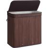 imageSONGMICS Laundry Hamper with Lid Bamboo Launry Basket with Handles Foldable Storage Basket for Laundry Room Bedroom 100L Brown ULCB063K02Chestnut Brown