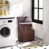 imageSONGMICS Laundry Hamper with Lid Bamboo Launry Basket with Handles Foldable Storage Basket for Laundry Room Bedroom 100L Brown ULCB063K02Chestnut Brown
