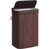 imageSONGMICS Laundry Hamper with Lid Bamboo Launry Basket with Handles Foldable Storage Basket for Laundry Room Bedroom 100L Brown ULCB063K02Chestnut Brown