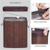 imageSONGMICS Laundry Hamper with Lid Bamboo Launry Basket with Handles Foldable Storage Basket for Laundry Room Bedroom 100L Brown ULCB063K02Chestnut Brown
