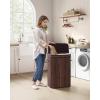 imageSONGMICS Laundry Hamper with Lid Bamboo Launry Basket with Handles Foldable Storage Basket for Laundry Room Bedroom 100L Brown ULCB063K02Chestnut Brown