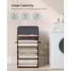 imageSONGMICS Laundry Hamper with Lid Bamboo Launry Basket with Handles Foldable Storage Basket for Laundry Room Bedroom 100L Brown ULCB063K02Chestnut Brown
