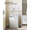 imageSONGMICS Laundry Hamper with Lid Bamboo Launry Basket with Handles Foldable Storage Basket for Laundry Room Bedroom 100L Brown ULCB063K02Cloud White