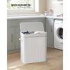 imageSONGMICS Laundry Hamper with Lid Bamboo Launry Basket with Handles Foldable Storage Basket for Laundry Room Bedroom 100L Brown ULCB063K02Cloud White