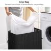 imageSONGMICS Laundry Hamper with Lid Bamboo Launry Basket with Handles Foldable Storage Basket for Laundry Room Bedroom 100L Brown ULCB063K02Ink Black