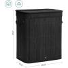 imageSONGMICS Laundry Hamper with Lid Bamboo Launry Basket with Handles Foldable Storage Basket for Laundry Room Bedroom 100L Brown ULCB063K02Ink Black
