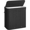 imageSONGMICS Laundry Hamper with Lid Bamboo Launry Basket with Handles Foldable Storage Basket for Laundry Room Bedroom 100L Brown ULCB063K02Ink Black