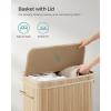 imageSONGMICS Laundry Hamper with Lid Bamboo Launry Basket with Handles Foldable Storage Basket for Laundry Room Bedroom 100L Brown ULCB063K02Natural Beige