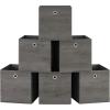 imageSONGMICS Storage Cubes Set of 6 Storage Bins with Handles Foldable Oxford Fabric and NonWoven Fabric Storage Boxes 102 x 102 x 11 Inches Fit Cube Storage Unit Chestnut Brown URFB126K01Misty Gray