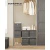 imageSONGMICS Storage Cubes Set of 6 Storage Bins with Handles Foldable Oxford Fabric and NonWoven Fabric Storage Boxes 102 x 102 x 11 Inches Fit Cube Storage Unit Chestnut Brown URFB126K01Misty Gray
