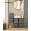 imageSONGMICS Storage Cubes Set of 6 Storage Bins with Handles Foldable Oxford Fabric and NonWoven Fabric Storage Boxes 102 x 102 x 11 Inches Fit Cube Storage Unit Chestnut Brown URFB126K01Misty Gray